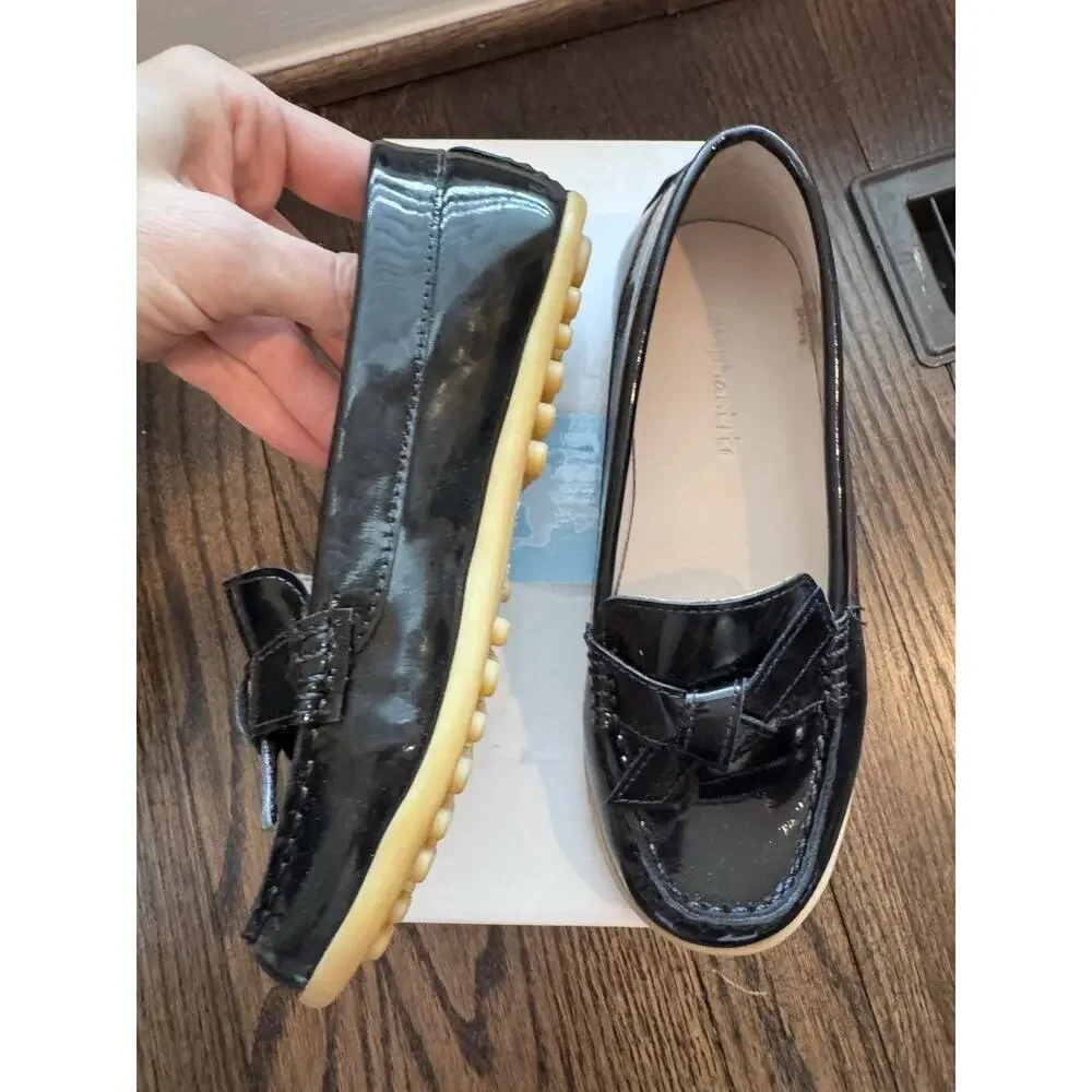Elephantito Bow Moccasin Black Patent Leather Little Girls 11.5 NIB $80 MSRP